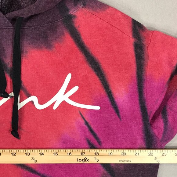PINK Victoria's Secret Campus Hoodie Women's Large Pink Magenta Tie Dye Pullover - Picture 9 of 11